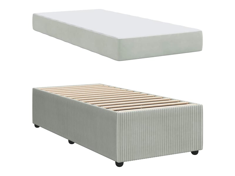  Lit simple- lit adulte -  cadre de lit gris clair 90 x 200 cm tissu  - Conforama C