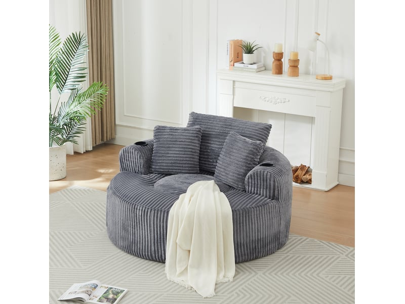 Canapé rond 1 place en velours côtelé avec porte-gobelets evryae  - Conforama C