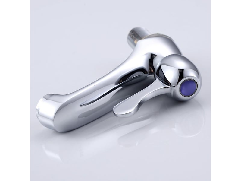  Robinet simple moderne de salle de bain de poignée, robinet d'eau froide fini par chrome d'un trou, robinets de bassin de barre  - Conforama B