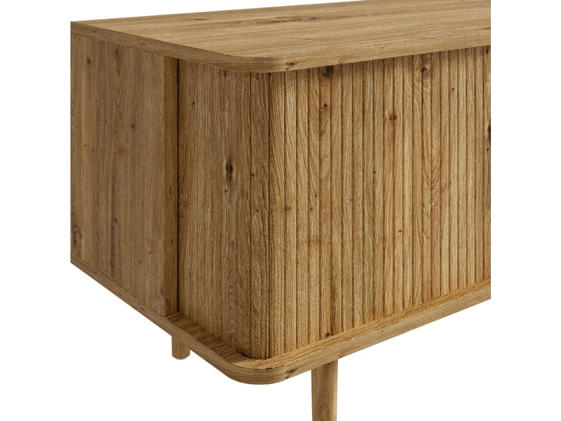  Meuble tv bas 165 cm, finition bois naturel, avec tiroir  - Conforama E
