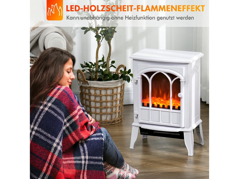 Cheminée électrique blanche avec chauffage 10002000 w, flammes led, 39 x 23 x 56,5 cm - Conforama R