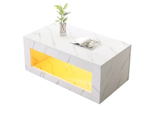 Table basse rectangulaire coloris blanc <strong>KORFEE</strong> <strong></strong> - 50 cmx100 cm