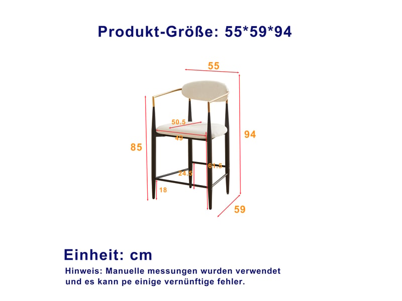  Lot de 2 tabourets de bar,avec accoudoirs,tissu,beige et piètement métal noir et doré  - Conforama C