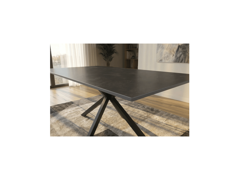 Table de salle à manger solara 160 cm en céramique gris anthracite avec pied étoile noir – 6 places - Conforama D