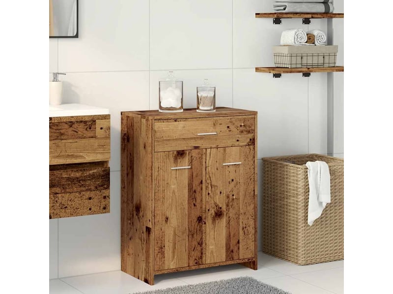  Armoire de salle de bain, meuble de rangement vieux bois 60x33x80 cm bois ingénierie  - Conforama C