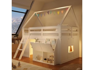 Lit mezzanine 180x200 cm <strong>OOIILLEE</strong> <strong></strong> coloris blanc