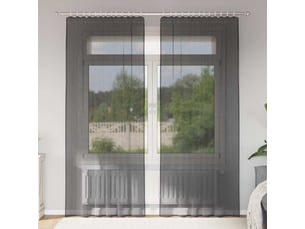 Lot de 2 rideaux en voile, voilages avec passe-tringles noir cf44457