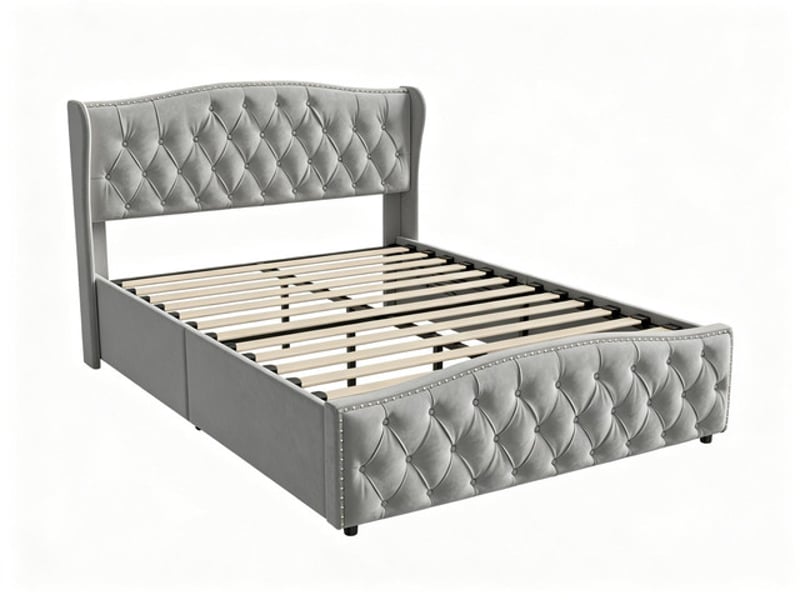  Lit coffre 160x200 cm ezssw, coloris gris  - Conforama A