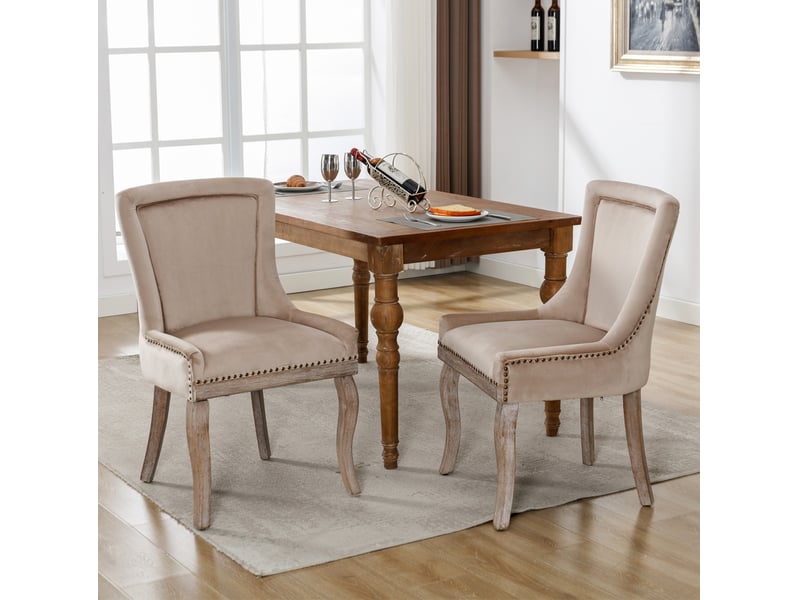  Lot de 2 chaises de salle à manger rembourrées en velours avec accoudoirs evryae  - Conforama D