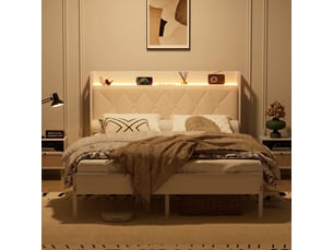 Lit 2 places 140x190 cm <strong></strong> <strong></strong> coloris blanc
