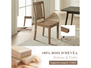 Lot de 2 chaises de salle à manger modernes – assise rembourrée, pieds en bois - marron