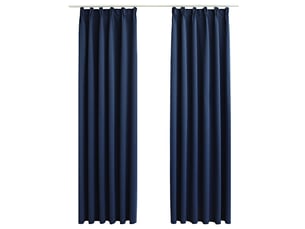 Lot de 2 rideaux occultants, rideaux black-out avec crochets bleu 140x245 cm cf44874
