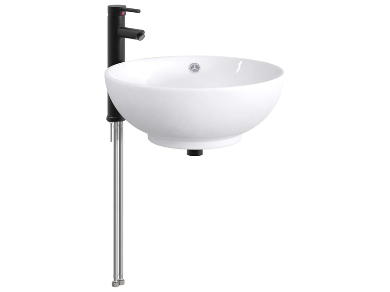 Lavabo de salle de bain avec robinet et drain noir mat shl1634 - Conforama D