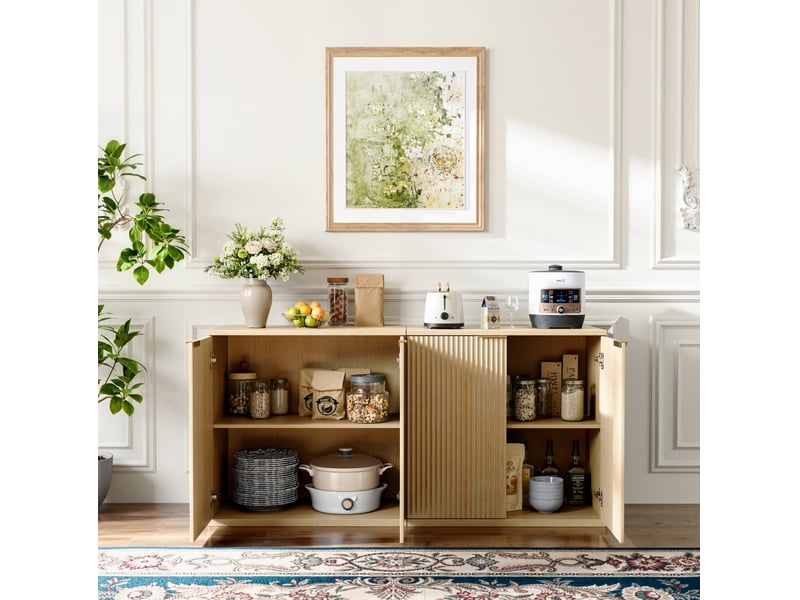  Buffet de rangement 80x40x80 cm, avec 2 portes, armoire de salon, meuble cuisine, salon, mdf chêne, rangement, élégant  - Conforama D