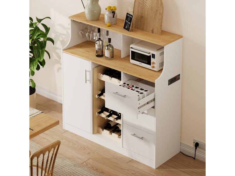  Buffet bar avec led - porte-verres, rangement vin, prises - cuisinerestaurant  - Conforama C