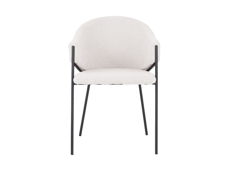 Ensemble repas table ronde + 4 fauteuils bouclette blanc - scandi - Conforama D