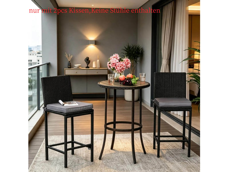  Lot de 2 coussins de chaise de jardin gris foncé 45 x 45 x 5 cm en polyester, pour l'intérieur et l'extérieur  - Conforama E