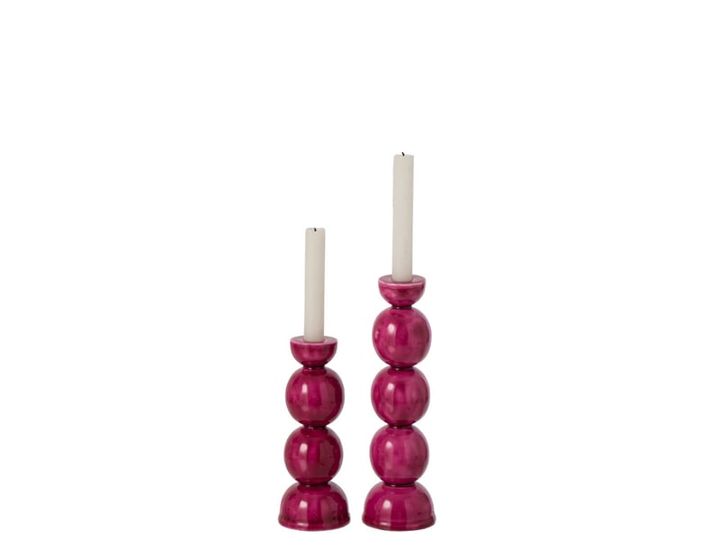  Lot de 2 chandeliers en métal yara 20cm fuchsia  - Conforama B