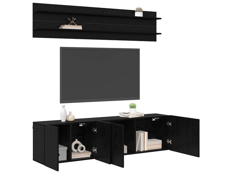  Unites tv 4 pcs chêne noir bois d'ingénierie  - Conforama C