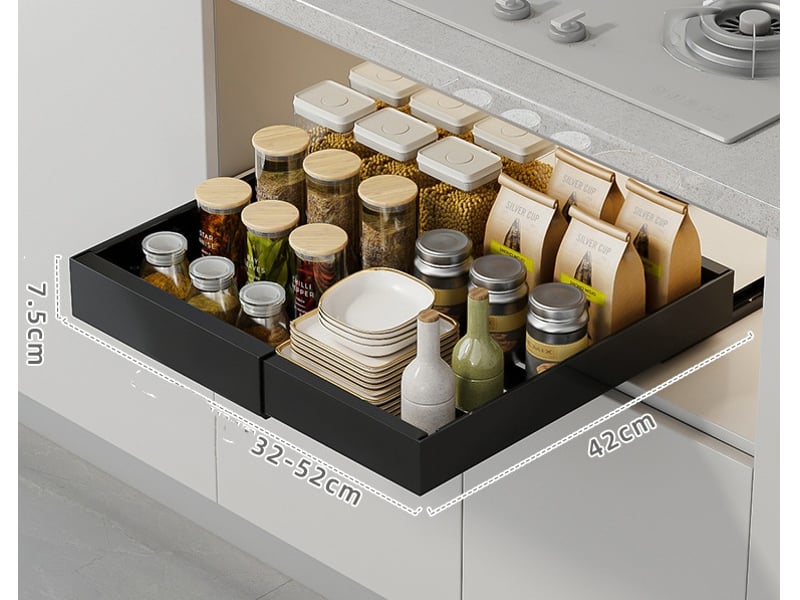 Tiroir coulissant télescopique cuisine largeur réglable 32-52cm - Conforama B