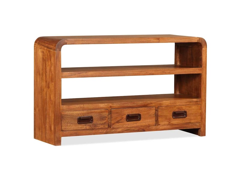  Meuble tv - banc tv - meuble de rangement bois d'acacia solide 90 x 30 x 55 cm  - Conforama D