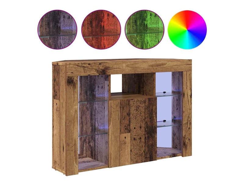 Meuble tv led d'angle 100x40x68cm bois ancien bois d'ingénierie - Conforama D