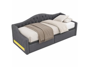 Lit banquette 90x200 cm coloris gris