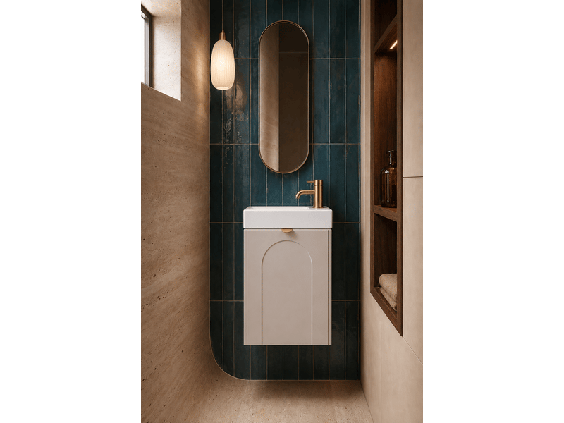  Ensemble lave-mains suspendu aura avec lavabo fika 40 cm cachemire mat g  - Conforama B