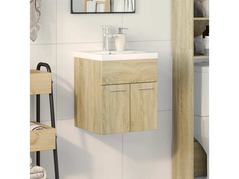 Ensemble de meubles de salle de bain 2 pcs chêne sonoma cf63608 - Conforama C