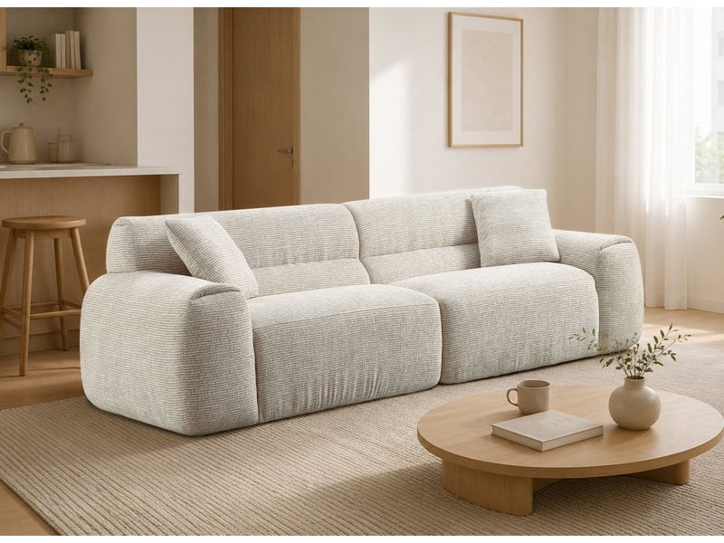  Canapé droit 3 places en velours texturé beige taylor S412-3P-BEI - Conforama B