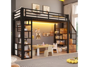 Lit mezzanine 2x90x200 cm <strong></strong>  <strong>252x95x170cm</strong> coloris noir