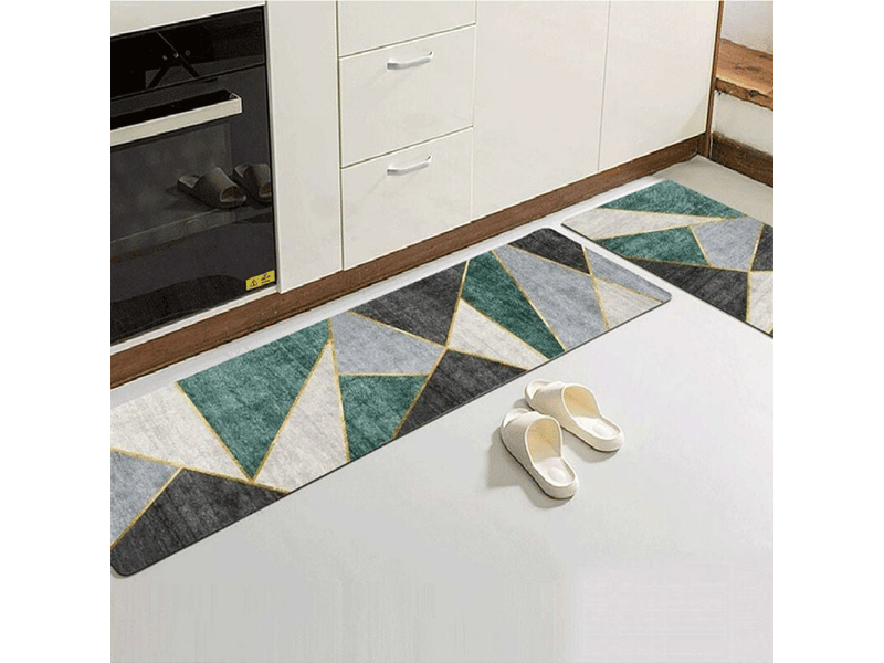  Tapis de cuisine antidérapant pour devant evier, géométrique motif, lot de 2 tapis de sol absorbant pour cuisine, doux tapis de passage 40 60+40 120  - Conforama C