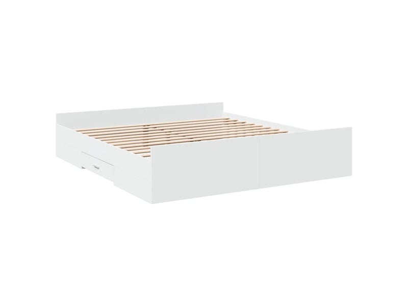  Lit double- lit adulte -  cadre de lit avec tiroirs sans matelas blanc 200x200 cm  - Conforama B