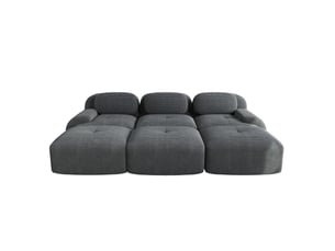 Canapé modulaire 3 places modenvie avec 3 poufs velours côtelé gris 298 x 178 cm