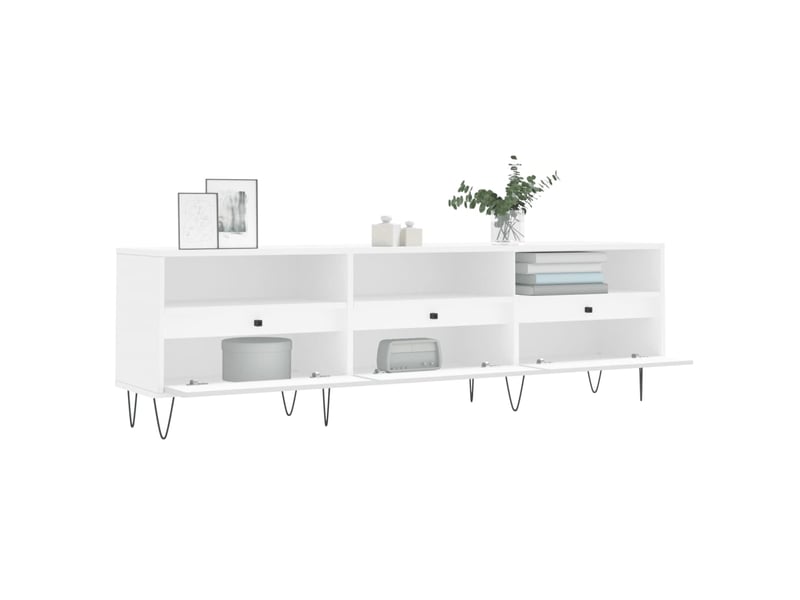  Meuble tv - banc tv - meuble de rangement blanc 150x30x44,5 cm bois d'ingénierie  - Conforama D