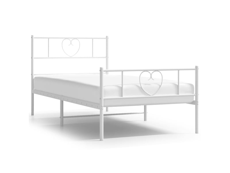 Lit simple- lit adulte - cadre de lit métal sans matelas avec pied de lit blanc 90x190cm - Conforama A