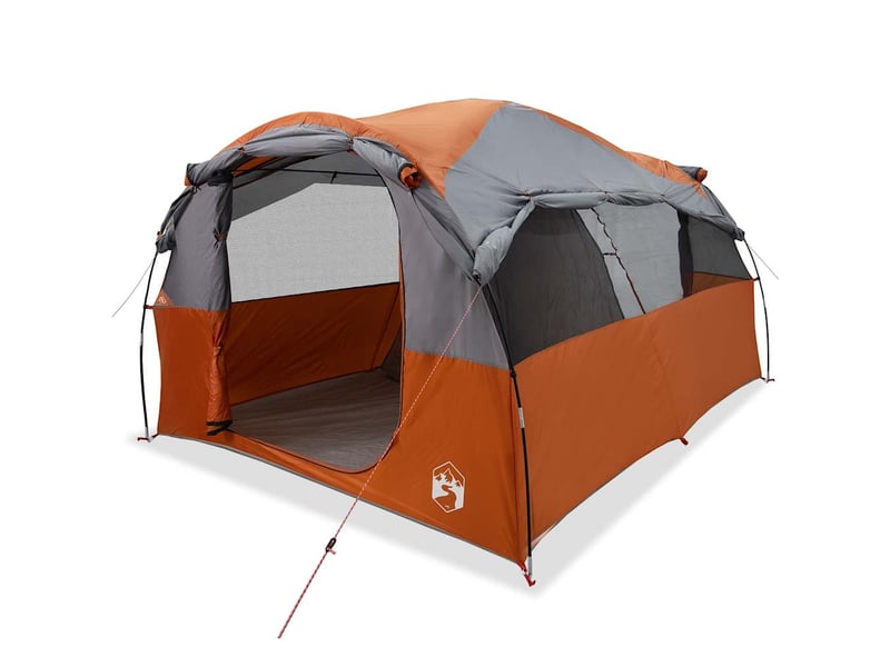  Tente de camping, tente familiale tunnel 6 personnes gris et orange résistant à l'eau  - Conforama A