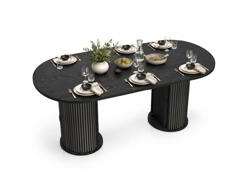 Table à manger extensible noire – mdf et métal – 150 à 190 x 80 x 75 cm - Conforama A