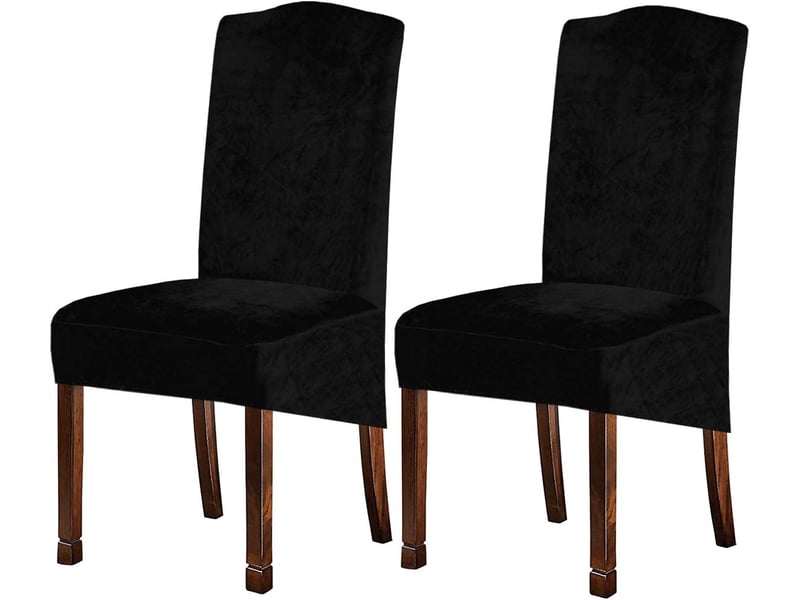  Housses de chaise élastiques, adaptées aux chaises de salle à manger, grandes housses de chaise haute en spandex, avec bande élastique noir, ensembl XLH-ZLS-009387MF - Conforama A