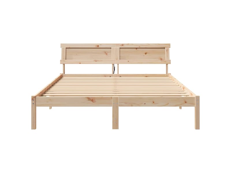  Lit double- lit adulte -  cadre de lit avec tête de lit marron 150 x 200 cm pin massif  - Conforama D