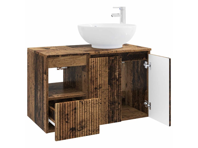 Ensemble de mobilier de salle de bain 2 pc bois ancien cf64038 - Conforama D