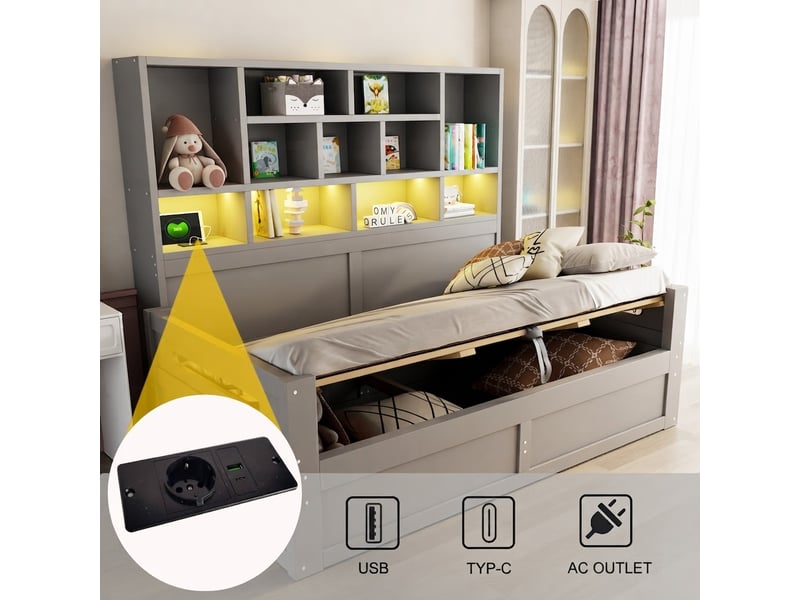 Lit jeune, 90x200 cm, gris cao-LDF00667AAE-conf-NEW - Conforama W