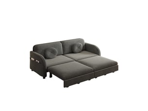 Canapé droit convertible <strong></strong> <strong></strong> 2 places Tissu gris