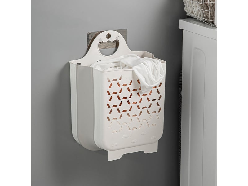 Panier à linge mural avec poignée, panier à linge en plastique, panier à linge peu encombrant pliable, 17 x 30 x 38,5 cm  - Conforama A