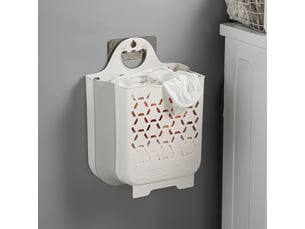 Panier à linge mural avec poignée, panier à linge en plastique, panier à linge peu encombrant pliable, 17 x 30 x 38,5 cm