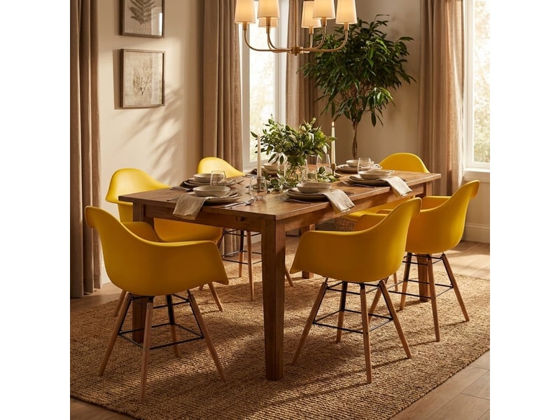  Fauteuil en polypropylène pieds en bois jacqueline - jaune  - Conforama B