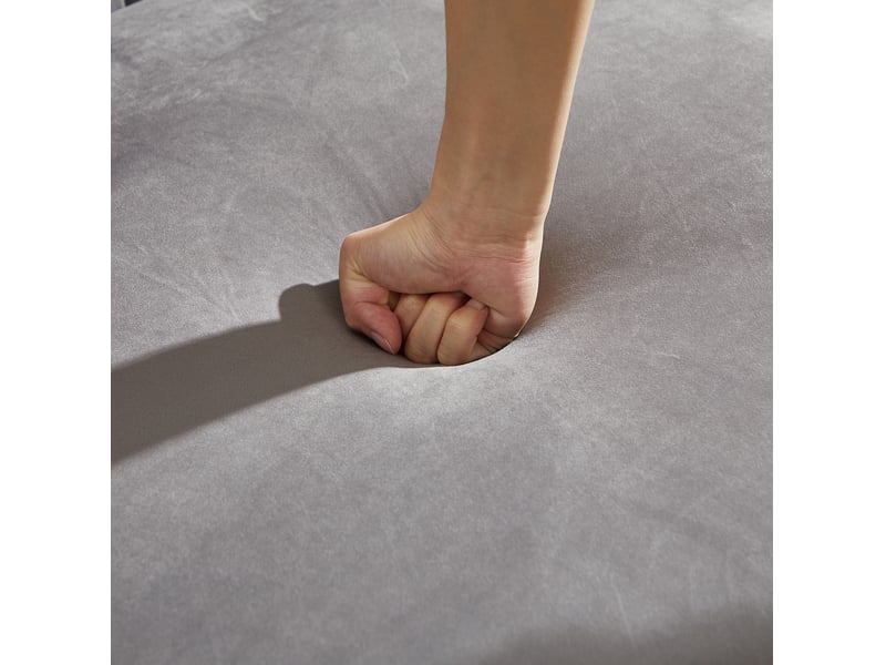  Canapé 3+3 places en velours gris avec pieds en métal dorés  - Conforama D