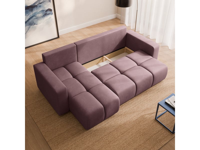  Canapé d'angle ramil, tissu peluche rose poudré  - Conforama C