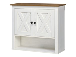 Armoire murale, armoire salle de bain avec placard à portess et compartiment ouvert, dim. 60 x 19,5 x 52,5 cm, blanc