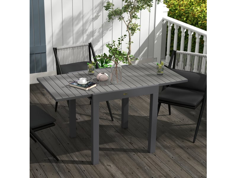  Table de jardin extensible pour 6 personnes, terrasse extensible jusqu'à 162 cm aluminium gris 81162 x 80 x 75 cm pour balcon &amp; jardin  - Conforama B